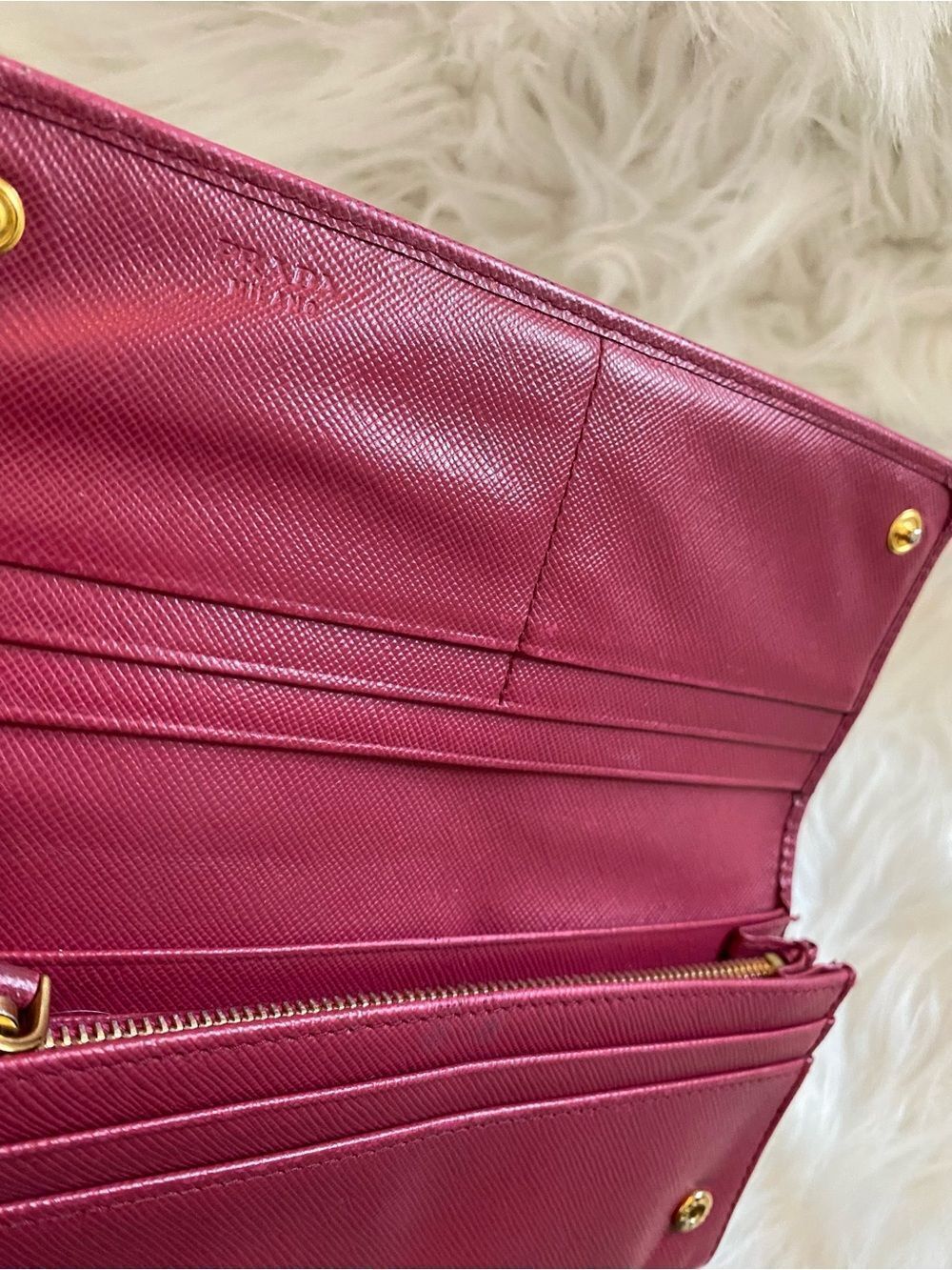 🛍️ Prada Authentic Pink Saffiano Leather Long Wallet/WOC - Picture 9 of 16